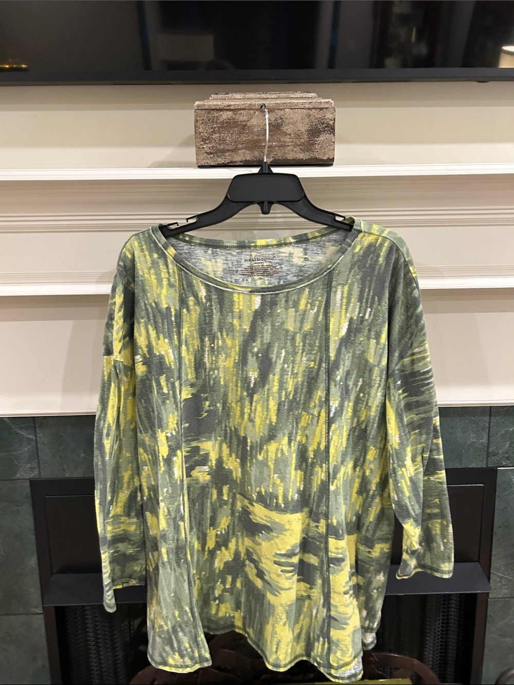 Westbound Yellow and Green Abstract Print Tunic Top